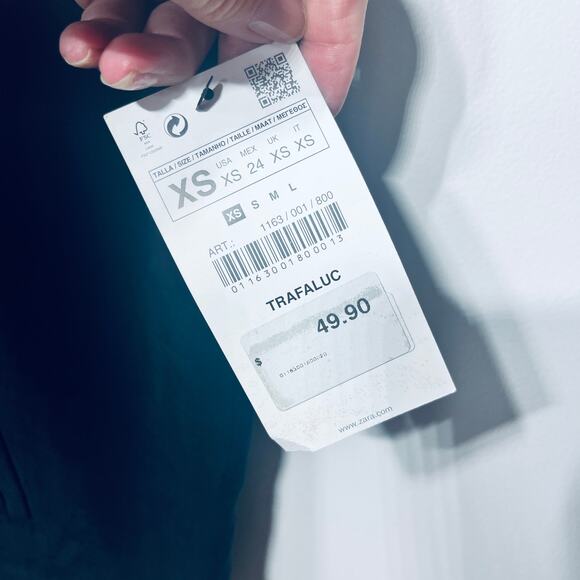 Zara Trafalac Jacket Black Cupro Viscose Zip Cap Sleeve Dressy Office XS NWT $49 - Picture 6 of 8